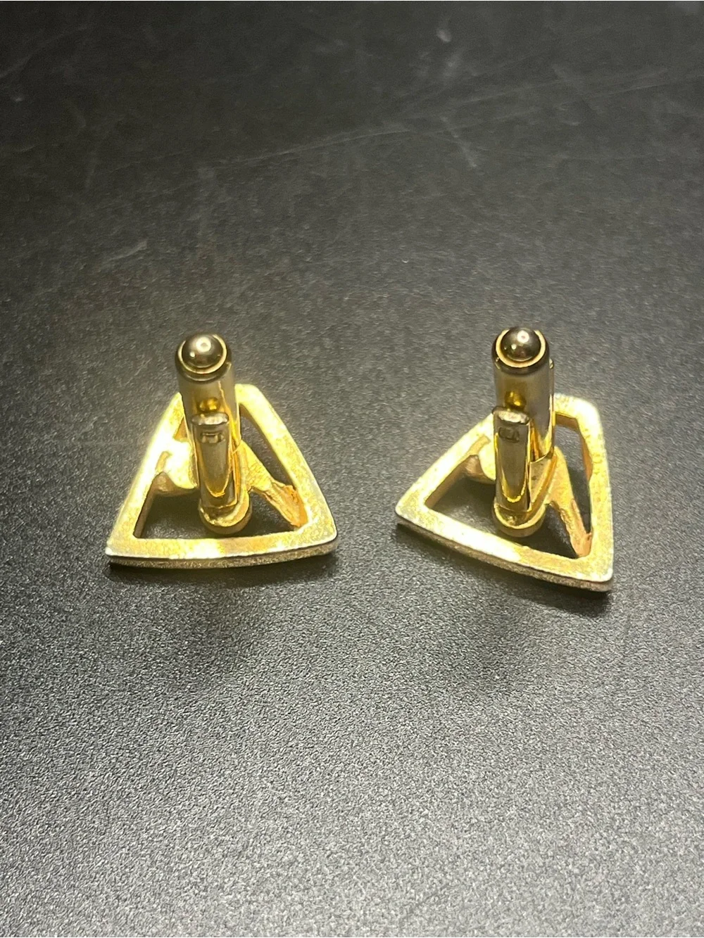Vintage Gold Tone Golf Cufflinks Driver & Golf Ball Geometric Men’s Cuff Links